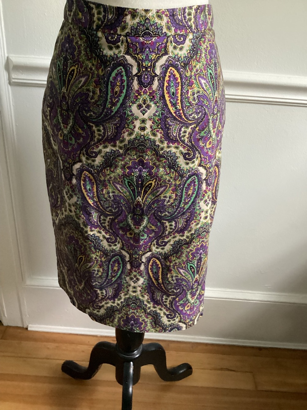 J. Crew Purple Paisley Pencil Skirt